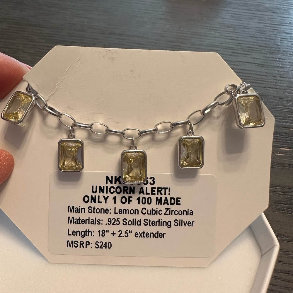 Silver Necklace with Crystal Padlock Charms